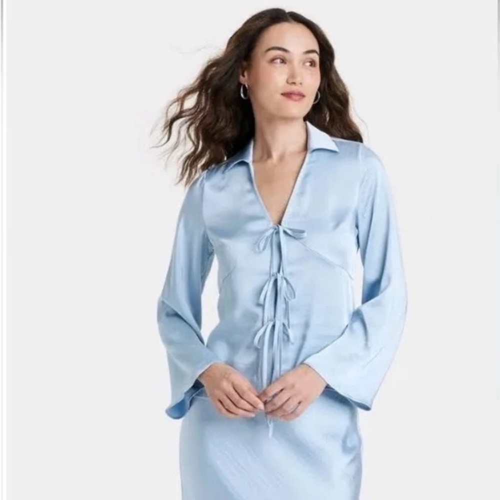 Elegant Blue Satin Top